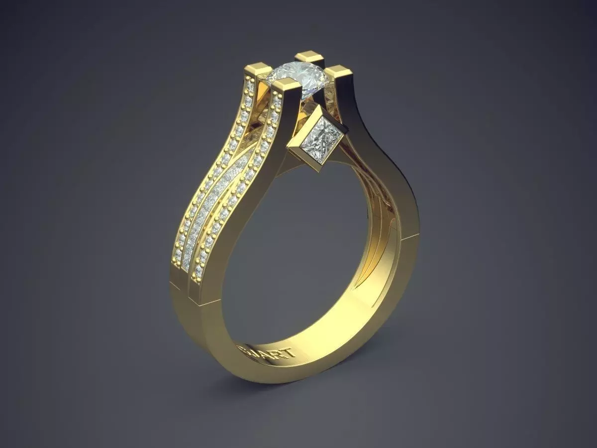 Ring With Diamonds Gjart A-330 3D print model_0