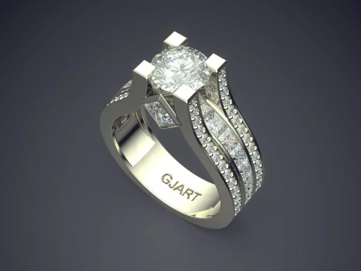 Ring With Diamonds Gjart A-329 3D print model_1