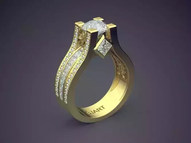 Ring With Diamonds Gjart A-329 3D print model