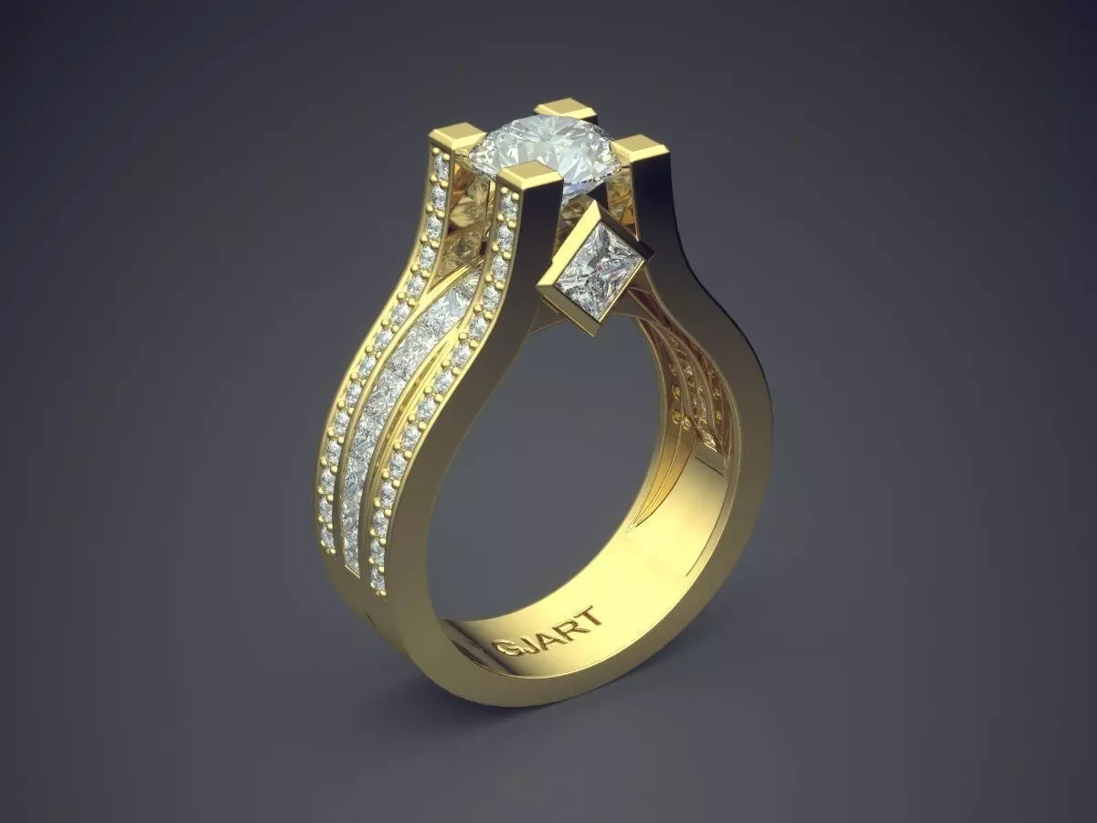 Ring With Diamonds Gjart A-329 3D print model_0