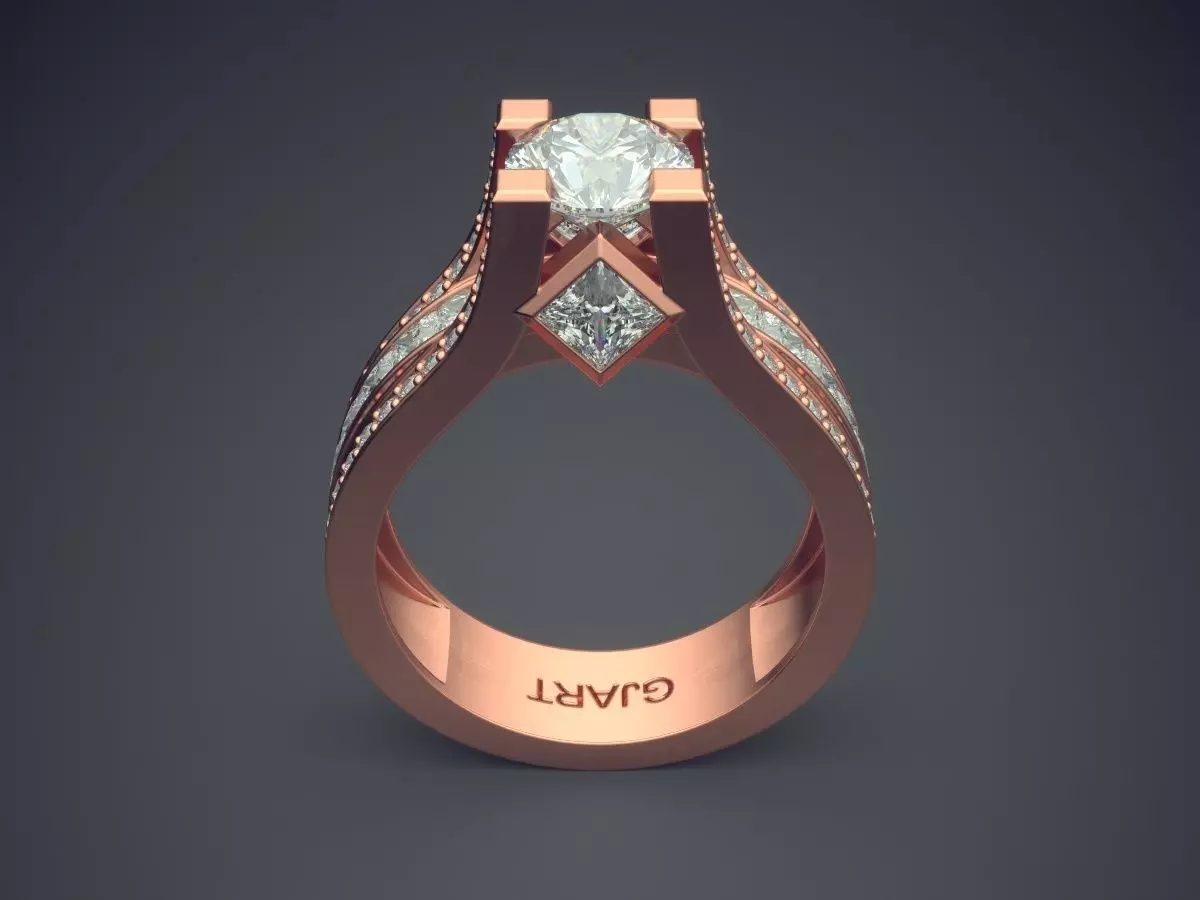 Ring With Diamonds Gjart A-329 3D print model_2