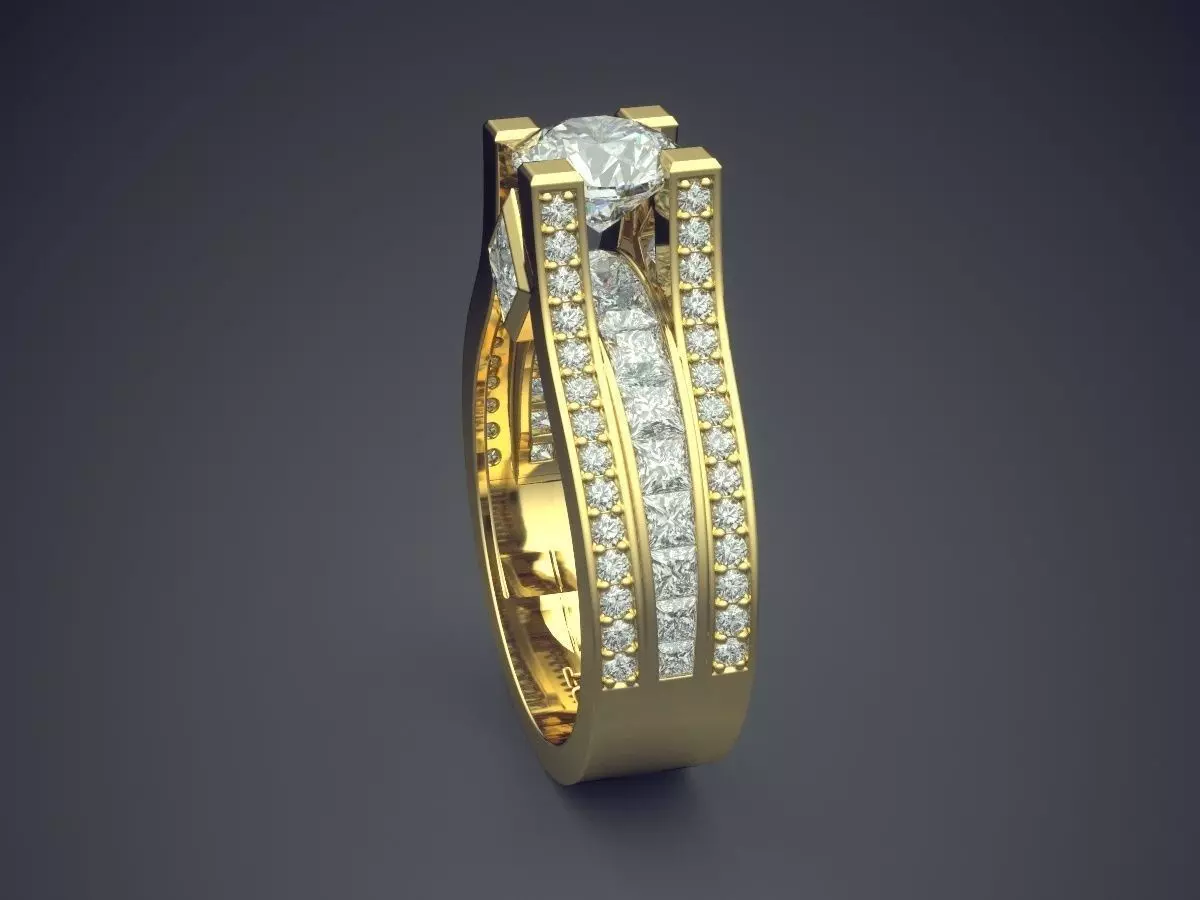 Ring With Diamonds Gjart A-329 3D print model_3