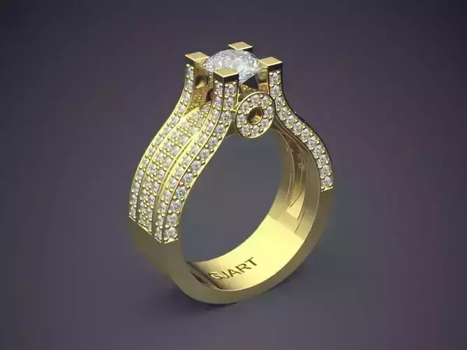 Unique Luxurious Ring With Diamonds Gjart A-318 3D print model