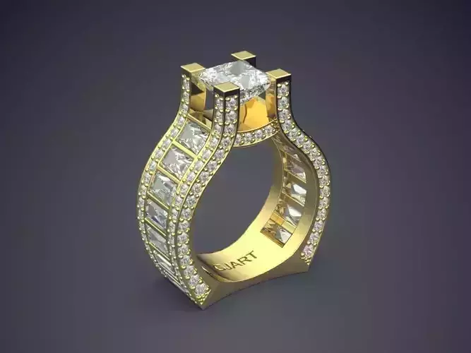 Unique Luxurious Ring With Diamonds Gjart A-310 3D print model