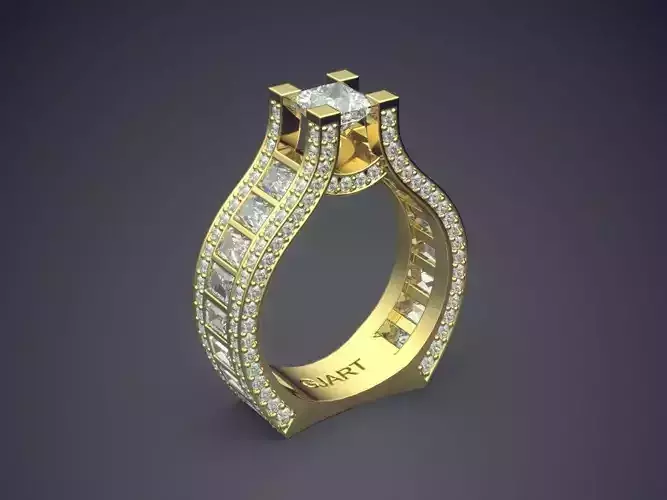 Unique Luxurious Ring With Diamonds Gjart A-311 3D print model