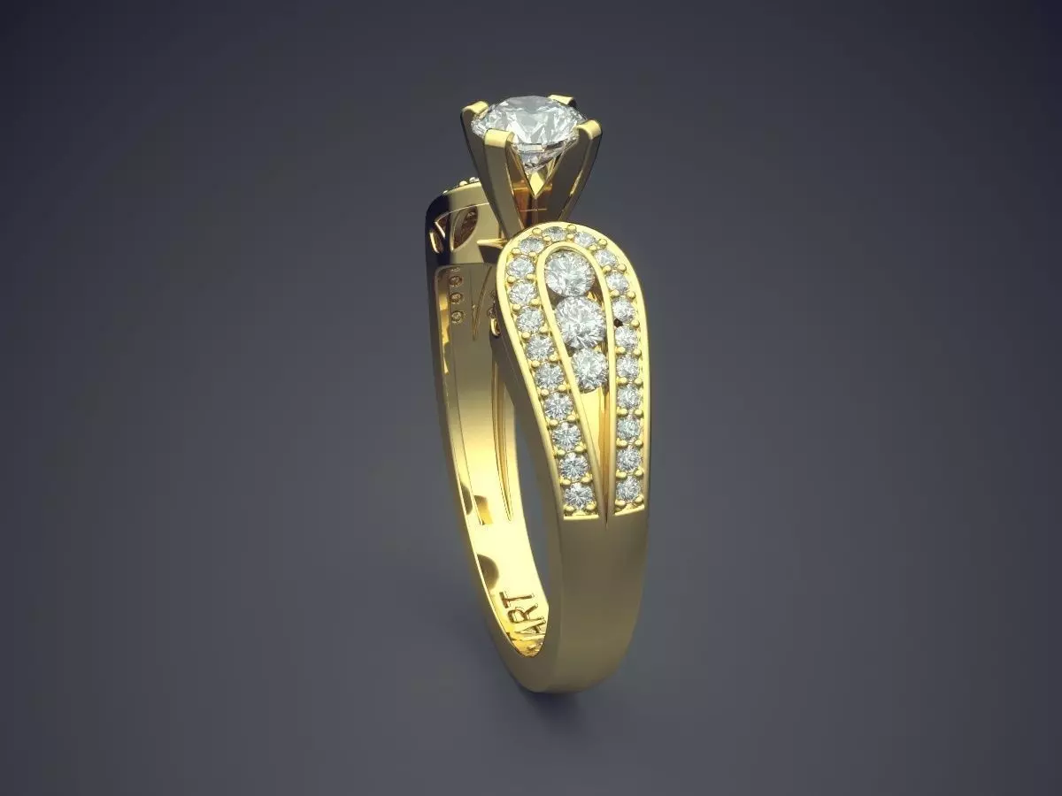 Luxurious Ring With Diamonds Gjart A-308 3D print model_3