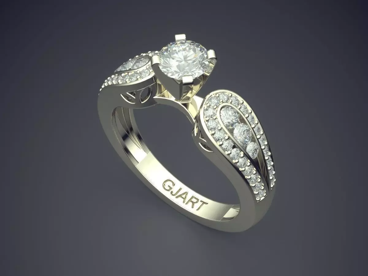 Luxurious Ring With Diamonds Gjart A-308 3D print model_1