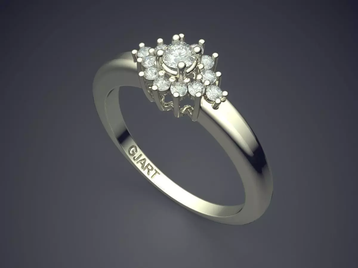 Ring With Diamonds Gjart A-279 3D print model_1