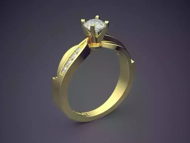 Curved Ring With Diamonds Gjart A-269 3D print model