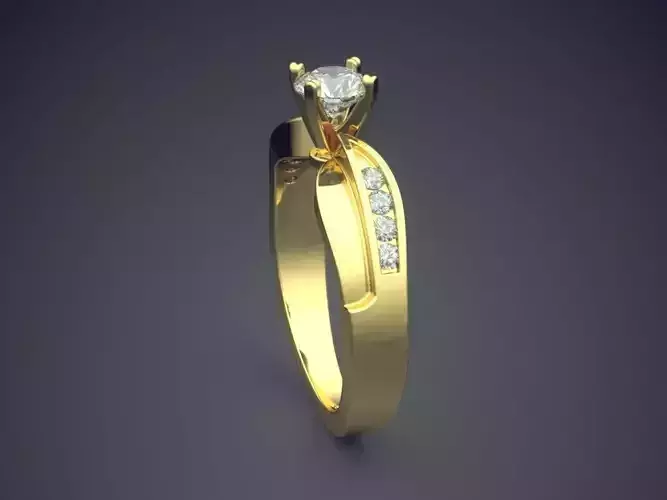Curved Ring With Diamonds Gjart A-269