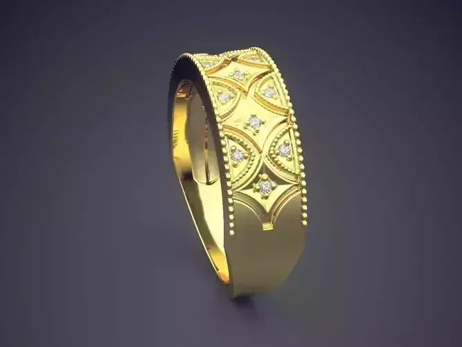 Engraved Detailed Ring With Diamonds Gjart A-256