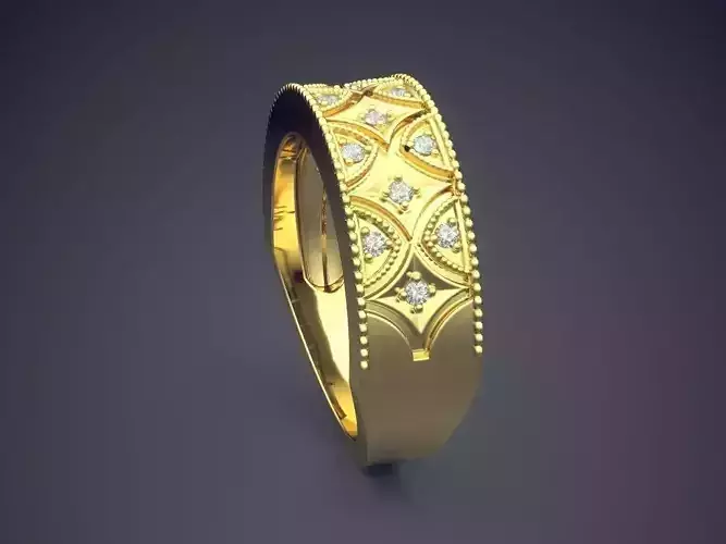 Engraved Detailed Ring With Diamonds Gjart A-255