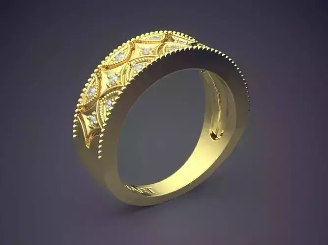 Engraved Detailed Ring With Diamonds Gjart A-255 3D print model