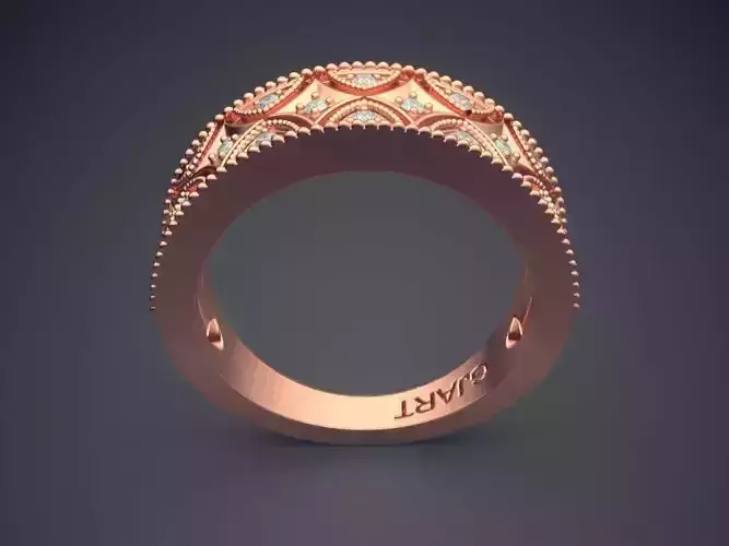 Engraved Detailed Ring With Diamonds Gjart A-255