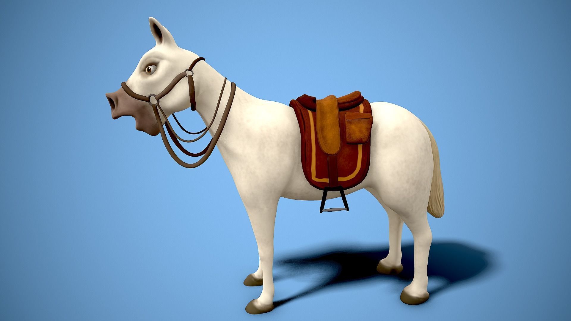Cartoon horse Low-poly 3D model_4