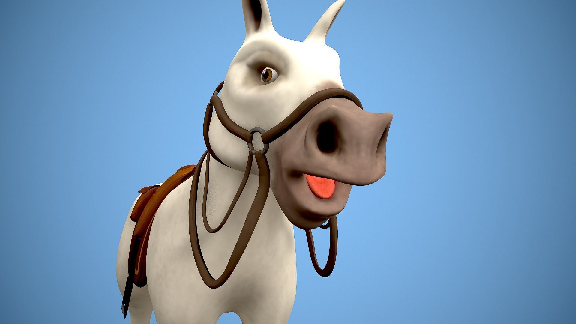 Cartoon horse Low-poly 3D model_6
