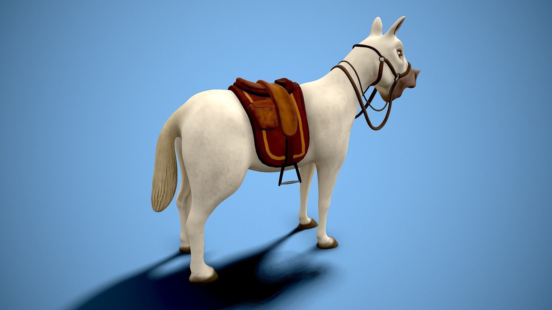Cartoon horse Low-poly 3D model_2