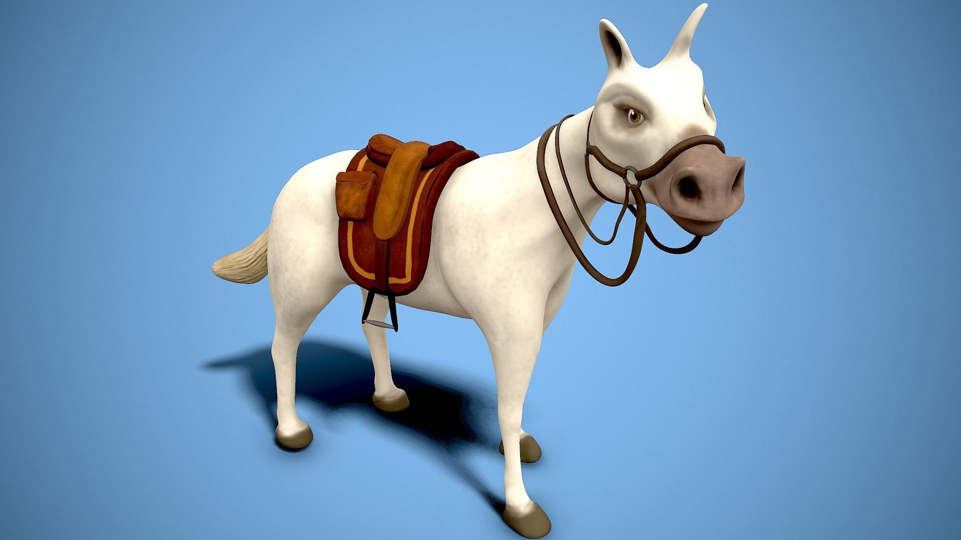 Cartoon horse Low-poly 3D model_1