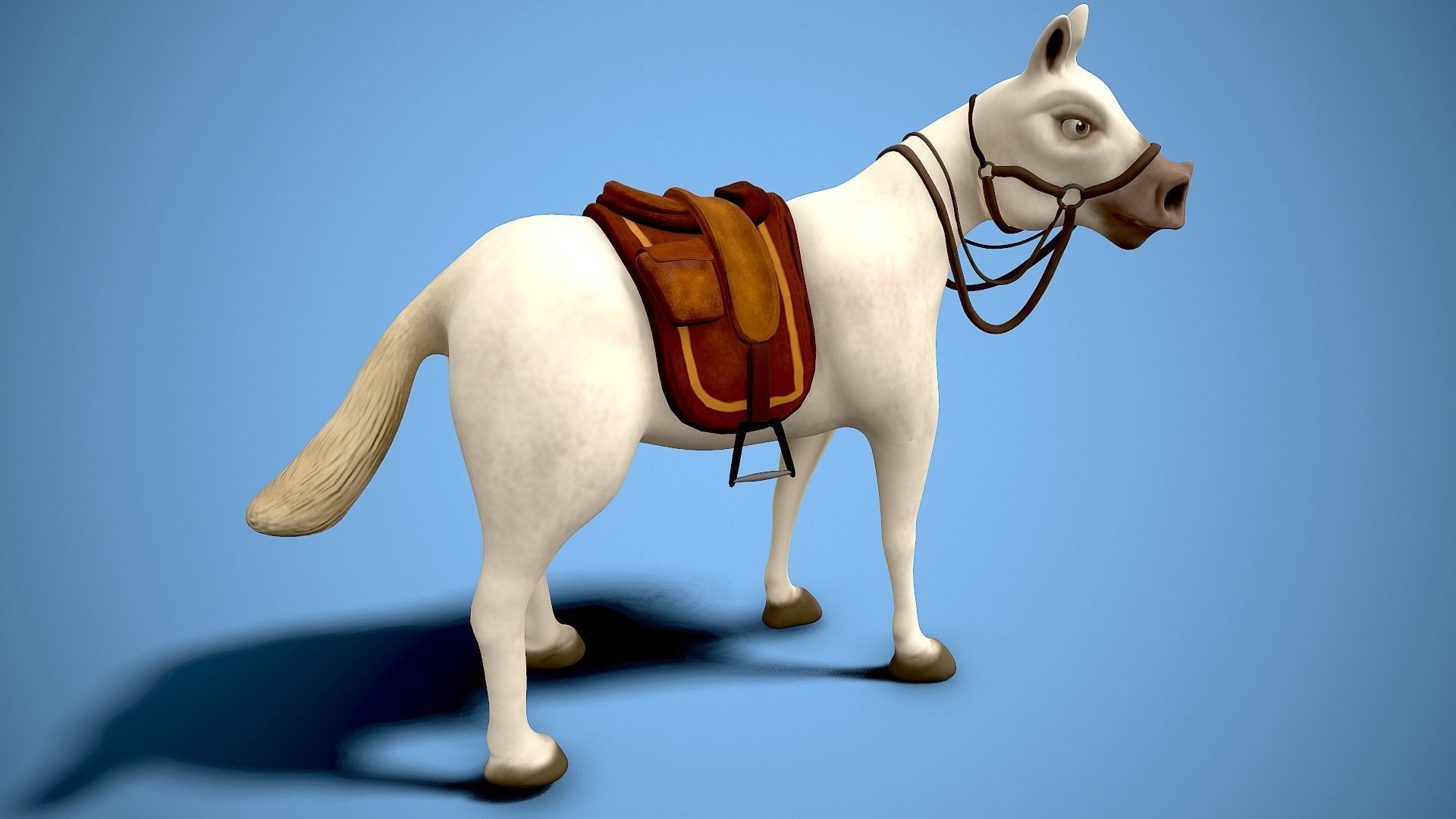 Cartoon horse Low-poly 3D model_3