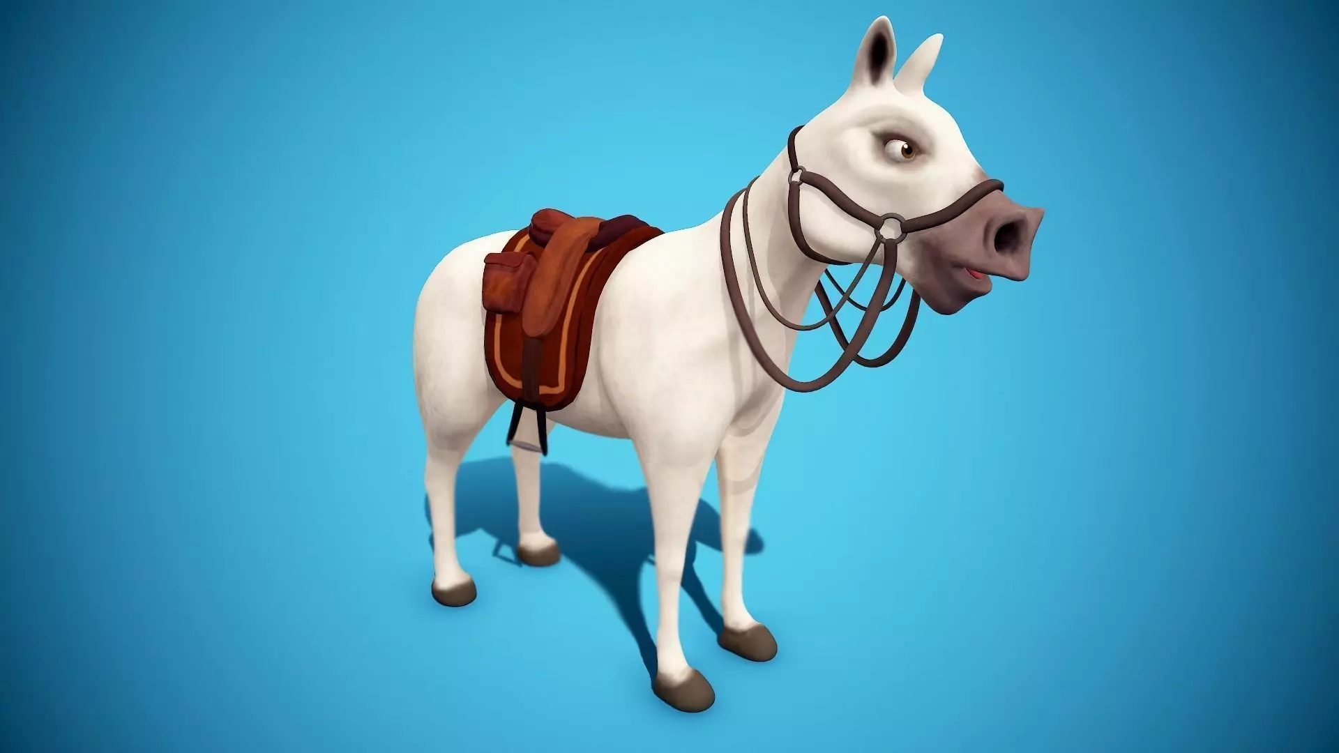 Cartoon horse Low-poly 3D model_0