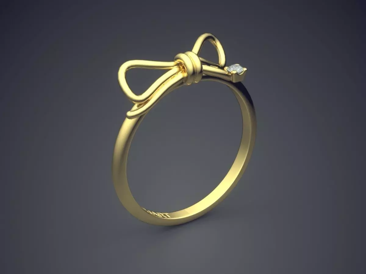 Ribbon Bow Shape Ring Gjart A-241 3D print model_0