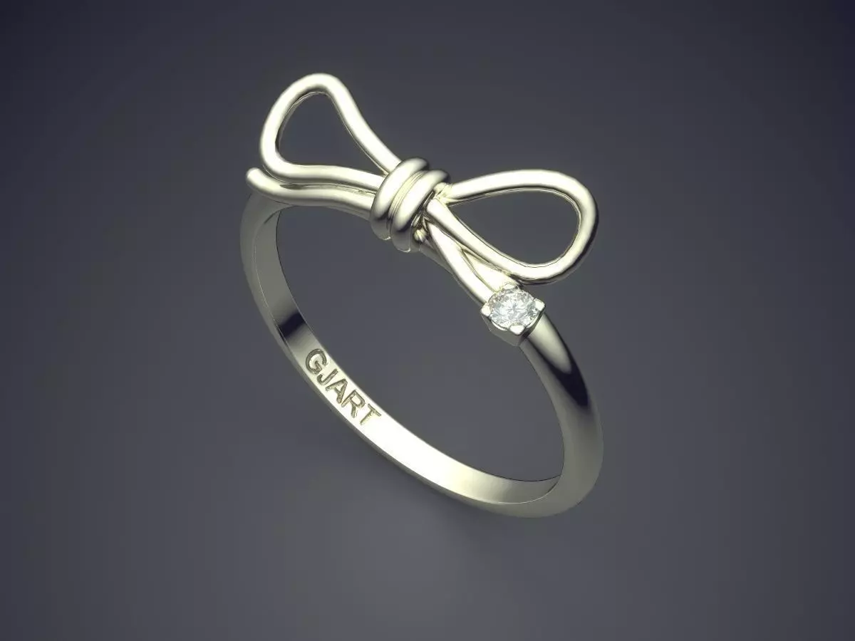Ribbon Bow Shape Ring Gjart A-241 3D print model_1