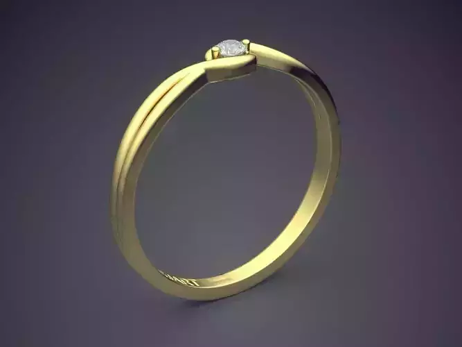 Curved Ring With Diamond Gjart A-237