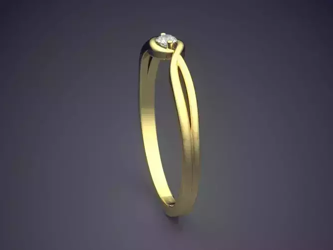 Curved Ring With Diamond Gjart A-237