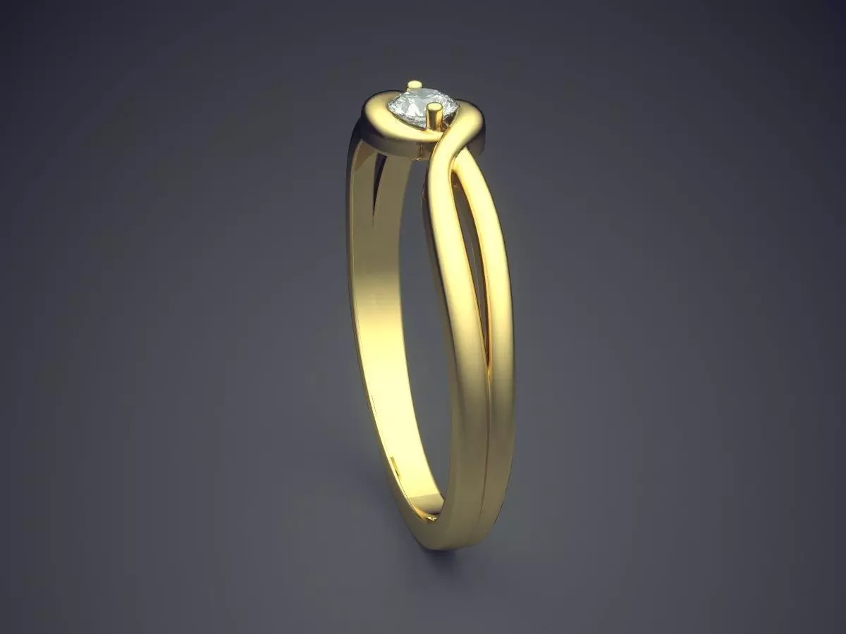 Curved Ring With Diamond Gjart A-237 3D print model_3