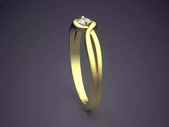 Curved Ring With Diamond Gjart A-237