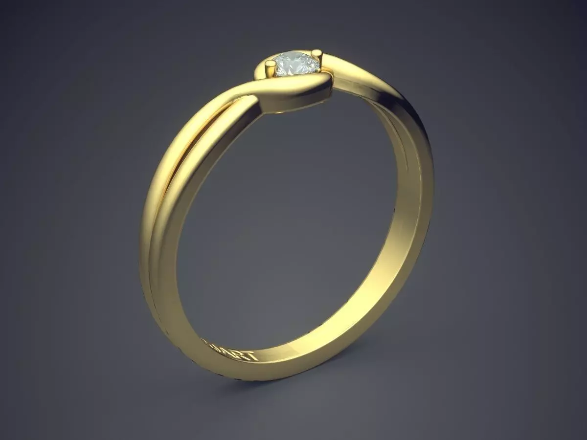 Curved Ring With Diamond Gjart A-237 3D print model_0