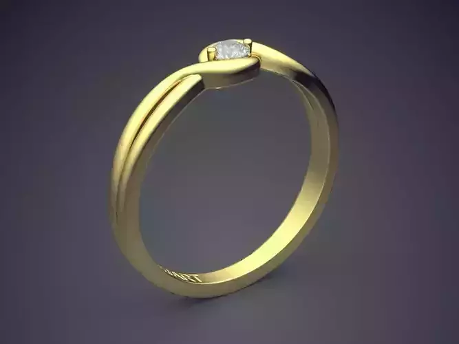 Curved Ring With Diamond Gjart A-237 3D print model