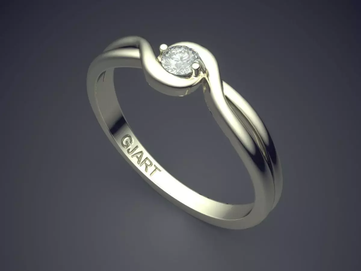 Curved Ring With Diamond Gjart A-237 3D print model_1
