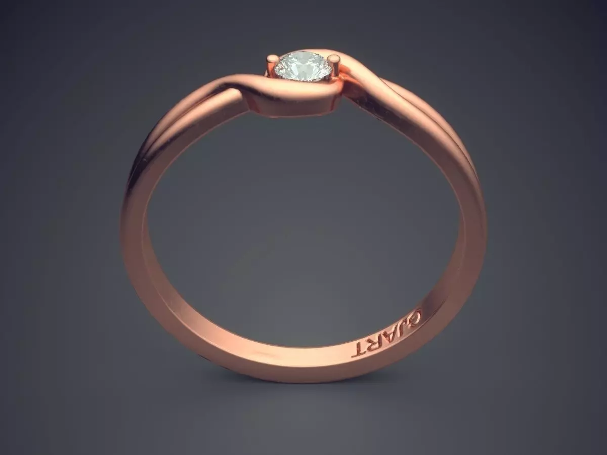 Curved Ring With Diamond Gjart A-237 3D print model_2