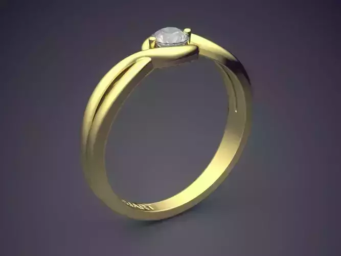 Curved Ring With Diamond Gjart A-237