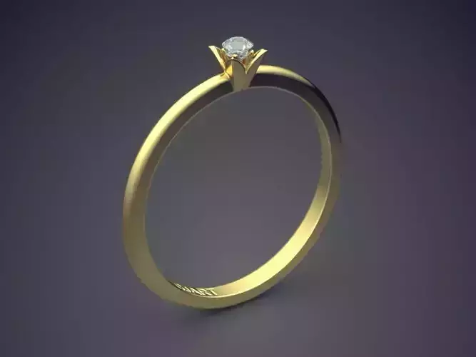 Thin Ring With Small Diamond Gjart A-233 3D print model