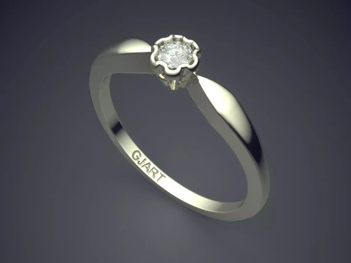 Ring With Diamond Gjart A-217 3D print model_1