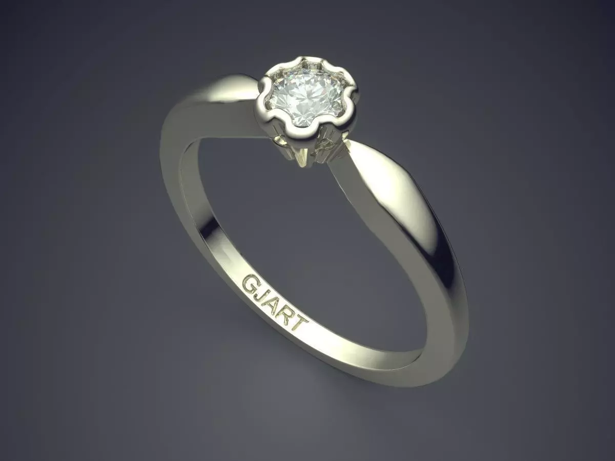 Ring With Diamond Gjart A-215 3D print model_1