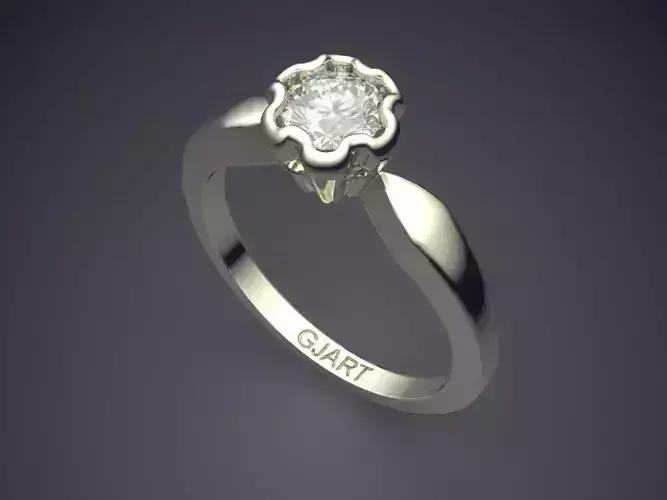 Curved Ring With Diamond Gjart A-212