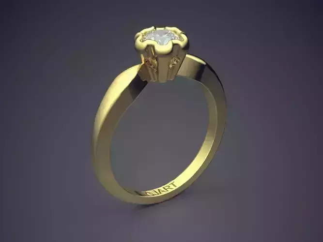 Curved Ring With Diamond Gjart A-212 3D print model