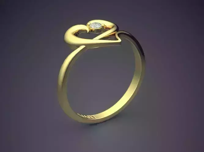 Heart-shaped Ring With Small Diamond Gjart A-200 3D print model