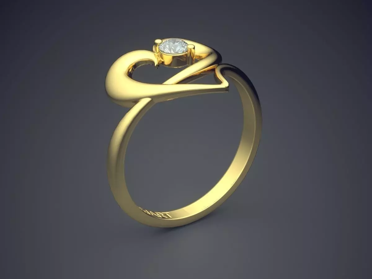 Heart-shaped Ring With Small Diamond Gjart A-200 3D print model_0