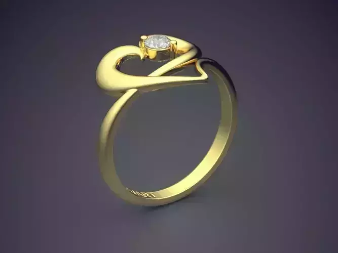 Heart-shaped Ring With Small Diamond Gjart A-200 3D print model