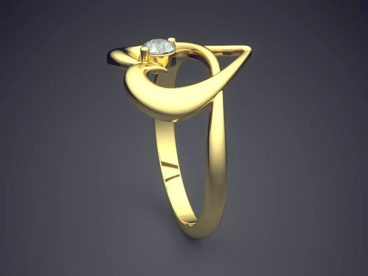 Heart-shaped Ring With Small Diamond Gjart A-200 3D print model_3