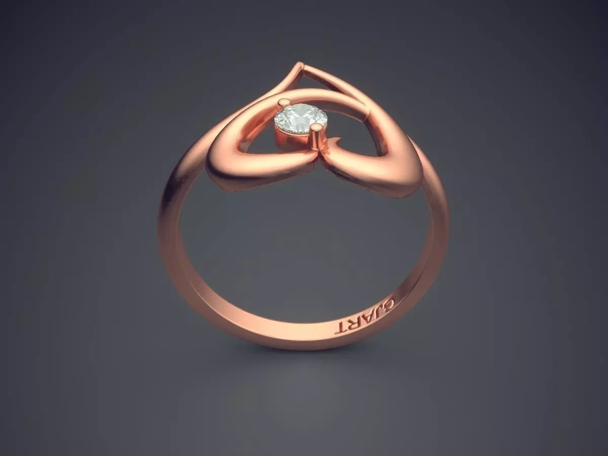 Heart-shaped Ring With Small Diamond Gjart A-200 3D print model_2
