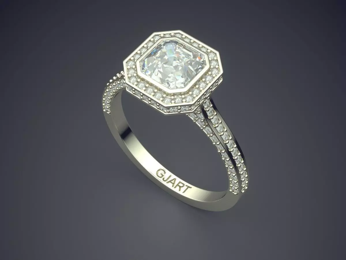 Luxurious Ring With Diamonds Gjart A-21 3D print model_1