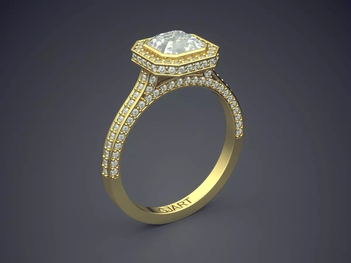 Luxurious Ring With Diamonds Gjart A-21 3D print model_0