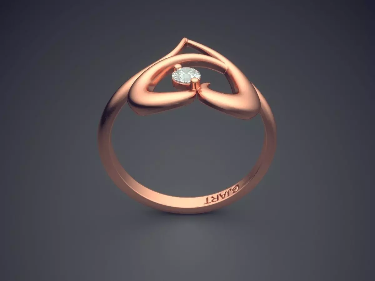 Heart-shaped Ring With Small Diamond Gjart A-200 3D print model_2