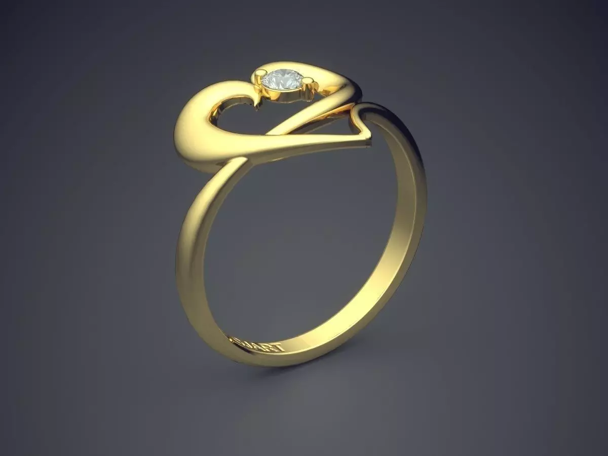 Heart-shaped Ring With Small Diamond Gjart A-200 3D print model_0