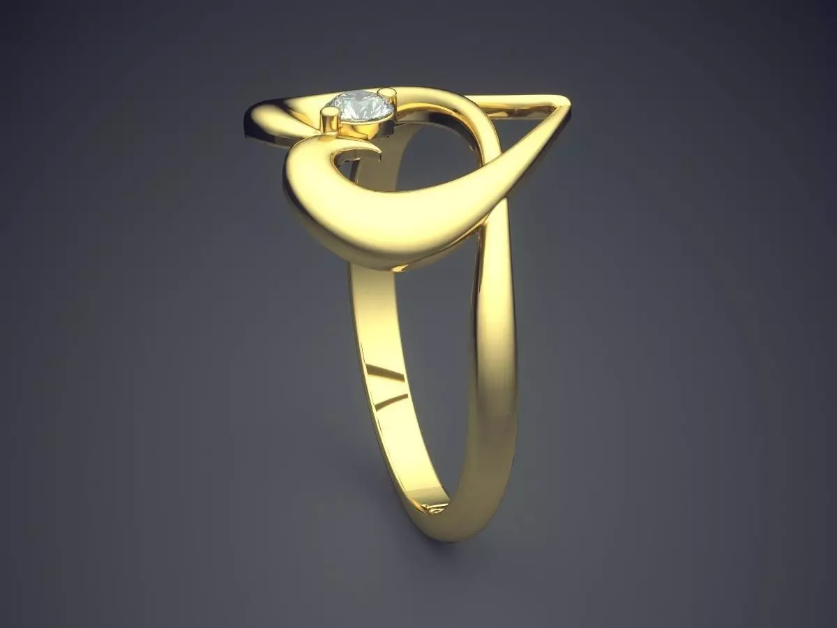 Heart-shaped Ring With Small Diamond Gjart A-200 3D print model_3